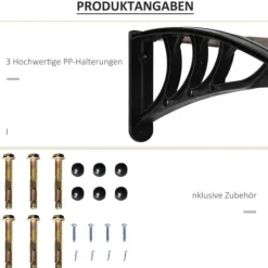 Indgangsoverdækning 75×195×23 cm – polycarbonat, sol- og regnbeskyttelse, brun
