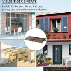 Indgangsoverdækning 75×195×23 cm – polycarbonat, sol- og regnbeskyttelse, brun
