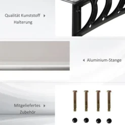Indgangsoverdækning 89×122 cm – polycarbonat buet tag, UV-beskyttelse, hvid