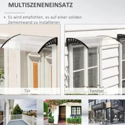 Indgangsoverdækning 89×122 cm – polycarbonat buet tag, UV-beskyttelse, hvid