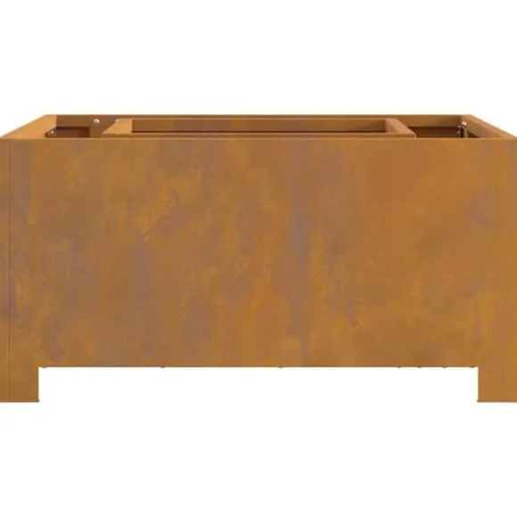 Industriel Bålplads i Stål - Udendørs Bålsted | Størrelse: 60x60x30 cm | Farve: Brun