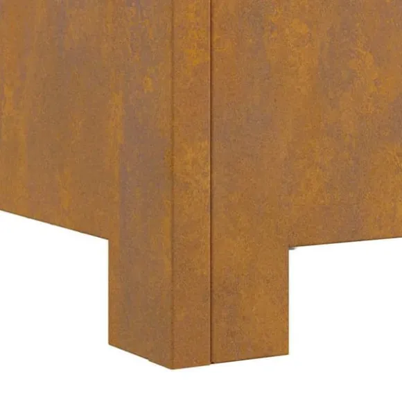 Industriel Bålplads i Stål - Udendørs Bålsted | Størrelse: 60x60x30 cm | Farve: Brun