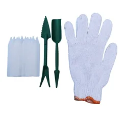 INF Haveredskaber sæt med planteetiket omplantningshandsker MultiColor