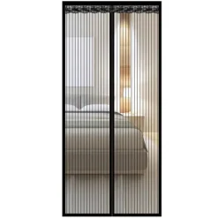 INF Magnetisk skærmdørsgardin, stribet polyester, 9 par spænder, 80 cm x 200 cm