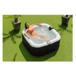 Inflatable Spa Sunspa Firkantet Sort 4 personer (155 x 155 x 65 cm)