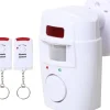 Infrarød bevægelsessensor Alarm - Tyverialarm med 2 fjernbetjeninger, 105° scanningsområde og 105dB, velegnet til hjem / garage / butikker
