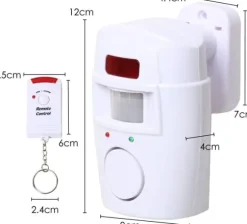 Infrarød bevægelsessensor Alarm - Tyverialarm med 2 fjernbetjeninger, 105° scanningsområde og 105dB, velegnet til hjem / garage / butikker