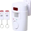 Infrarød bevægelsessensoralarm - tyverialarm med 2 fjernbetjeninger, 105° scanningsområde og 105dB, egnet til hjem/garage/butik