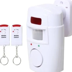 Infrarød bevægelsessensoralarm - tyverialarm med 2 fjernbetjeninger, 105° scanningsområde og 105dB, egnet til hjem/garage/butik