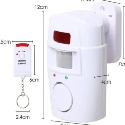 Infrarød bevægelsessensoralarm - tyverialarm med 2 fjernbetjeninger, 105° scanningsområde og 105dB, egnet til hjem/garage/butik