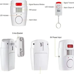 Infrarød bevægelsessensoralarm - tyverialarm med 2 fjernbetjeninger, 105° scanningsområde og 105dB, egnet til hjem/garage/butik