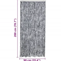 Insektgardin - Fleksible chenilletråde | Størrelse: 90x200 cm | Farve: Sølv
