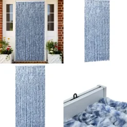 Insektgardin 100 x 220 cm blå hvid og sølvfarvet - Insektgardin - Insektgardiner - Home & Living