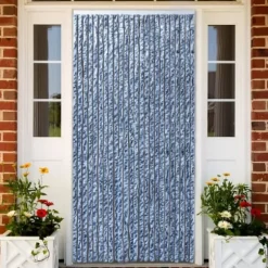 Insektgardin 100 x 220 cm blå hvid og sølvfarvet - Insektgardin - Insektgardiner - Home & Living