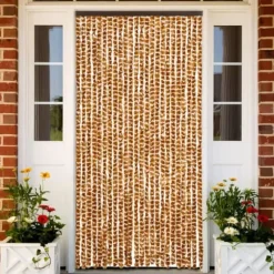 Insektgardin i chenille - Beskyt mod insekter | Størrelse: 100x220 cm | Farve: Okker og hvid