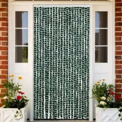 Insektgardin i chenille - Fluenet gardin | Farve: Grøn og hvid | Størrelse: 90x220 cm