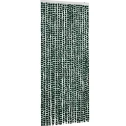 Insektgardin i chenille - Fluenet gardin | Farve: Grøn og hvid | Størrelse: 90x220 cm