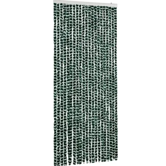 Insektgardin i chenille - Fluenet gardin | Farve: Grøn og hvid | Størrelse: 90x220 cm