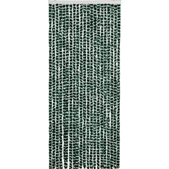 Insektgardin i chenille - Fluenet gardin | Farve: Grøn og hvid | Størrelse: 90x220 cm