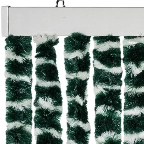 Insektgardin i chenille - Fluenet gardin | Farve: Grøn og hvid | Størrelse: 90x220 cm
