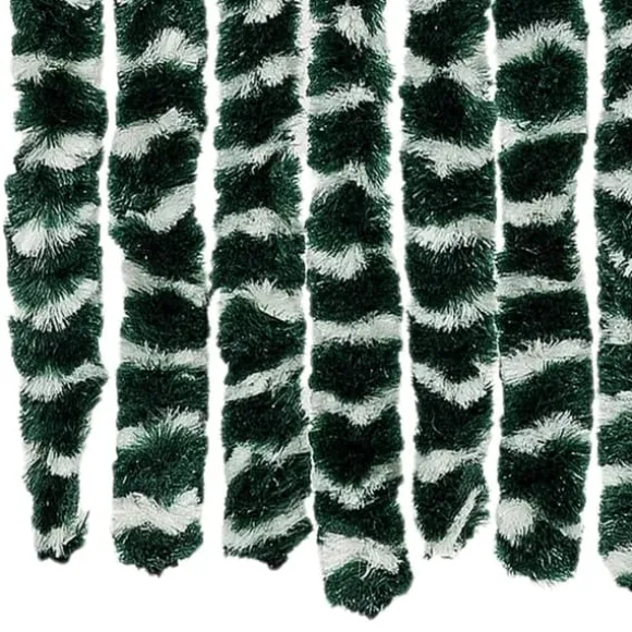 Insektgardin i chenille - Fluenet gardin | Farve: Grøn og hvid | Størrelse: 90x220 cm