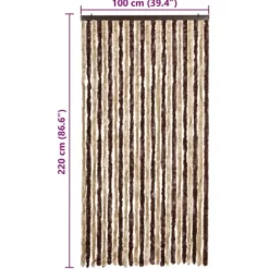 Insektgardin i chenille - Beskytter mod insekter | Farve: Beige og lysebrun | Størrelse: 100x220 cm