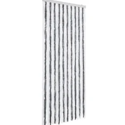 Insektgardin i chenille grå/hvid - Aftageligt og vandafvisende | Størrelse: 90x200 cm