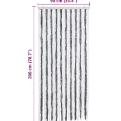 Insektgardin i chenille grå/hvid - Aftageligt og vandafvisende | Størrelse: 90x200 cm