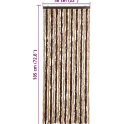 Insektgardin med chenilletråde - Ideelt til campingvogn | Farve: Beige/Lysebrun | Størrelse: 56 x 185 cm
