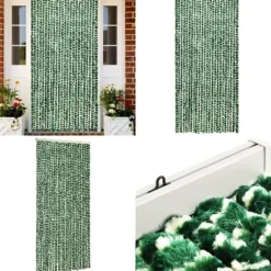 Insektgardin 100x220 cm chenille grøn og hvid - Insektgardin - Insektgardiner - Home & Living