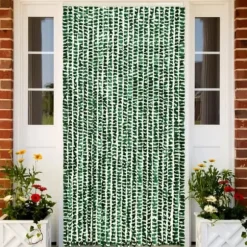 Insektgardin 100x220 cm chenille grøn og hvid - Insektgardin - Insektgardiner - Home & Living