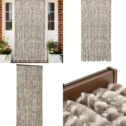 Insektgardin 100x220 cm chenille gråbrun og hvid - Insektgardin - Insektgardiner - Home & Living