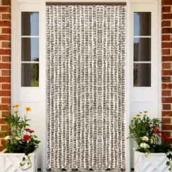 Insektgardin 90x220 cm chenille gråbrun og hvid - Insektgardin - Insektgardiner - Home & Living