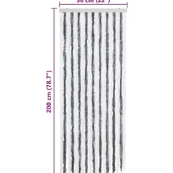 Insektsdraperi i grå och vit chenille - Håller borta insekter | Storlek: 56x200 cm