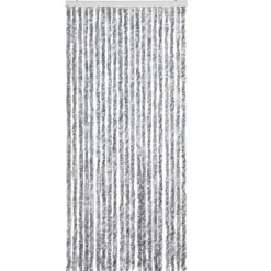 Insektsdraperi med chenillesträngar - Skydda ditt hem mot insekter | Färg: Vit och Grå | Storlek: 90x220 cm
