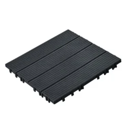 Interlocking Deck Fliser 10-Pak, 30x30 cm, Mørkegrå Plast til Terrasse, Holdbar og Vejrbestandig.