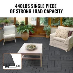 Interlocking Deck Fliser 10-Pak, 30x30 cm, Mørkegrå Plast til Terrasse, Holdbar og Vejrbestandig.