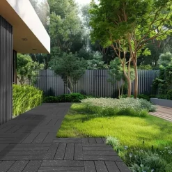Interlocking Deck Fliser 10-Pak, 30x30 cm, Mørkegrå Plast til Terrasse, Holdbar og Vejrbestandig.