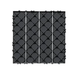 Interlocking Deck Fliser 10-Pak, 30x30 cm, Mørkegrå Plast til Terrasse, Holdbar og Vejrbestandig.