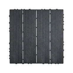 Interlocking Deck Fliser 10-Pak, 30x30 cm, Mørkegrå Plast til Terrasse, Holdbar og Vejrbestandig.