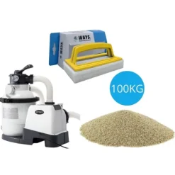 Intex - Sandfilterpumpe 5700 L/u & Filterzand 100 kg &WAYS Scruborstel