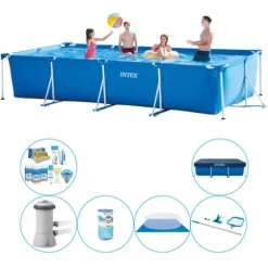 Intex Frame Pool Rektangulær swimmingpool - 450x220x84 cm - Indeholder alle nødvendige elementer