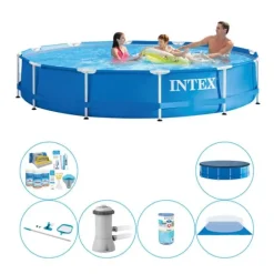 Intex Metalramme Svømmebassin - 366x76 cm - Fordelsæt