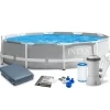 Intex overjordisk pool - 366x76cm - filterpumpe & tilbehør - grå