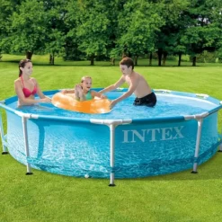 Intex Round Frame Swimming Pool - 305 x 76 cm - Vandprint - Inkluderet tilbehør CB10