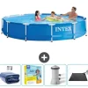 Intex Round Frame Swimming Pool - 366 x 76 cm - Blå - Inkluderet tilbehør CB11