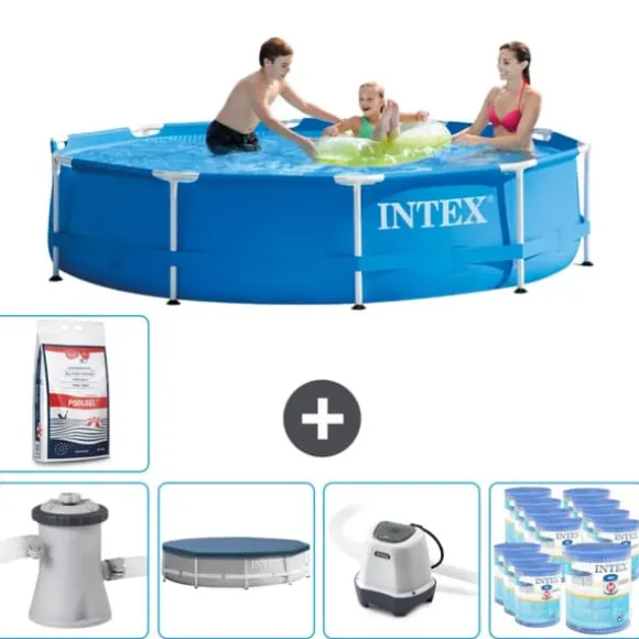 Intex Round Frame Swimming Pool - 305 x 76 cm - Blå - Inklusive Tilbehør CB55