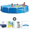 Intex Round Frame Swimming Pool - 366 x 76 cm - Blå - Inkluderet tilbehør CB8