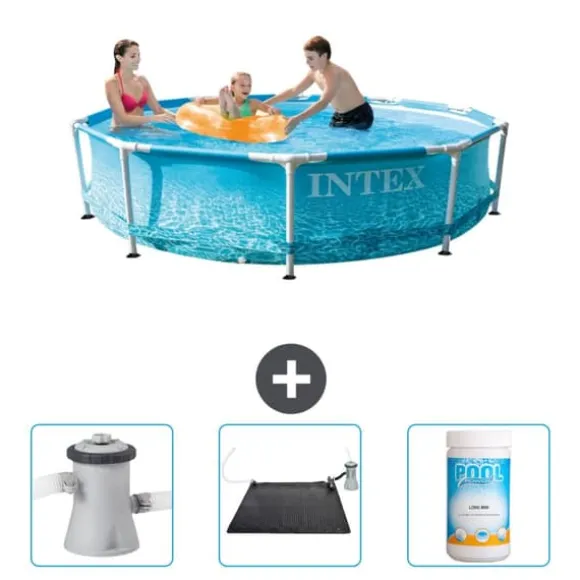 Intex Round Frame Swimming Pool - 305 x 76 cm - Vandprint - Inkluderet tilbehør CB80