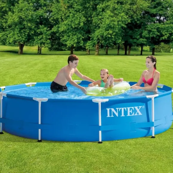 Intex Round Frame Swimming Pool - 305 x 76 cm - Blå - Inkluderet tilbehør CB59